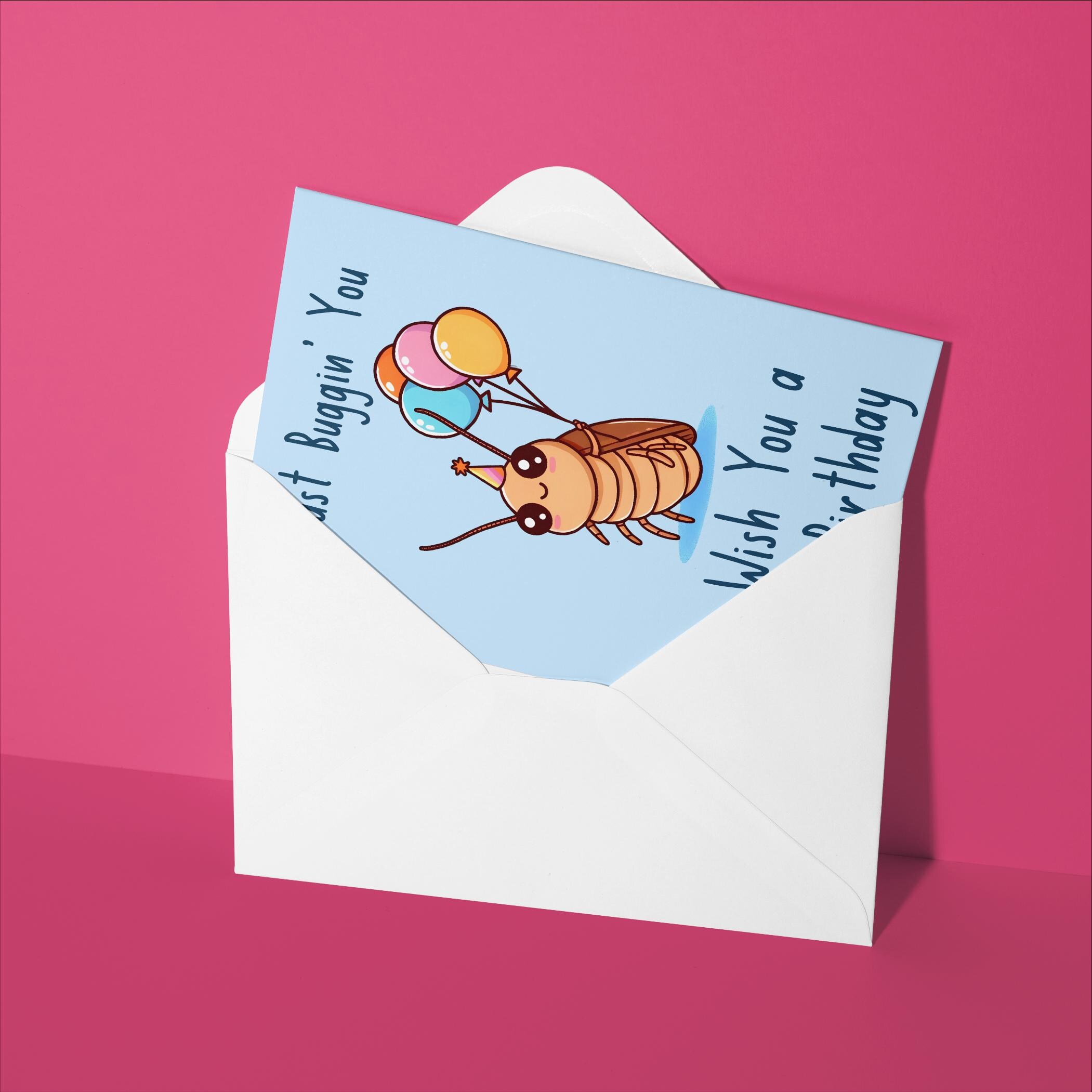 Funny Bug Birthday Card Pun Just Bugging You to Wish You a