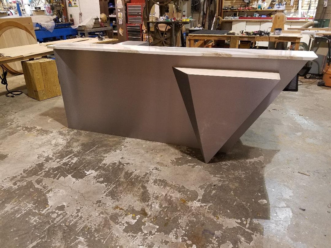 Entry Counter Custom Modern Reception Desk, Aluminum Clad Customer Counter, Unique ...