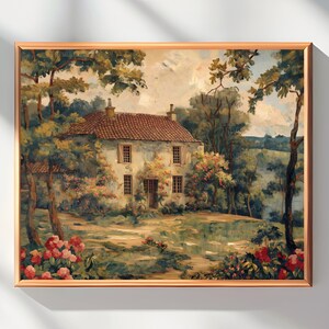 Enchanting Cottage - Instant Download PRINTABLE Art | Vintage Print Country Landscape Painting | Digital Download | Wall Art | Vintage Style