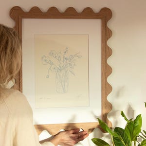 Scalloped Oak Wood Picture Frame: Elegant Nursery & Home Decor