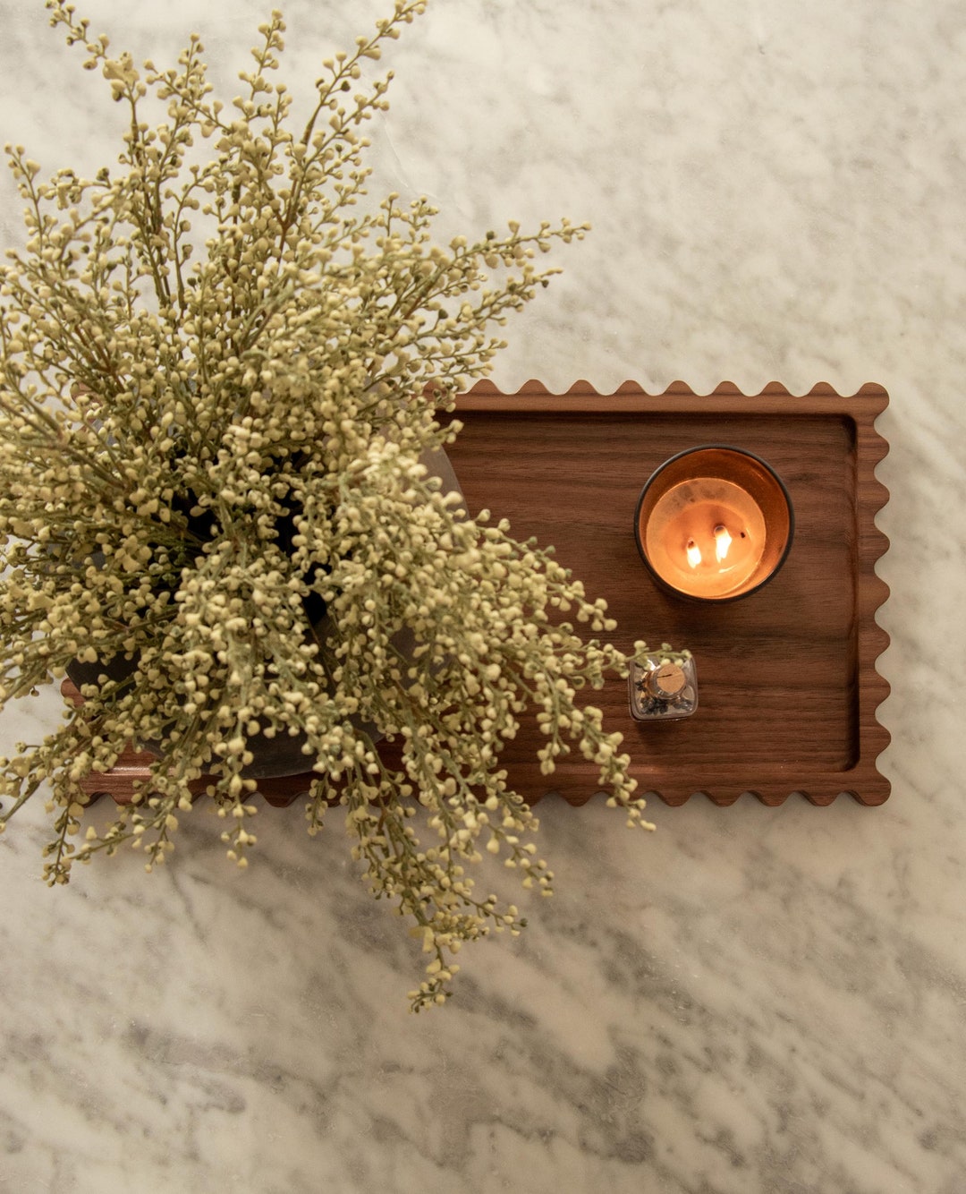 Handmade Walnut Scallop Tray - Ideal Home, Living Room or Kitchen Decor Gift - 5.25" x 11.5"