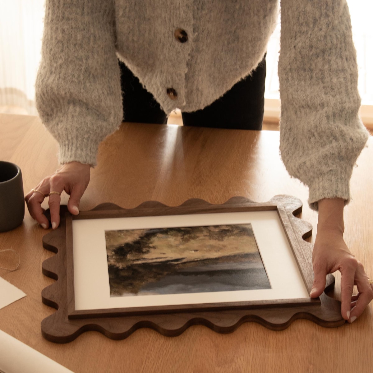 Handcrafted Scalloped Walnut Frame - Rustic Home Décor, Custom Sizes, Ideal Gift for Any Occasion - Etsy