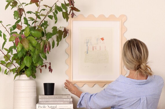 Handmade White Oak Scalloped Picture Frame – Nursery Home Decor (16x20)