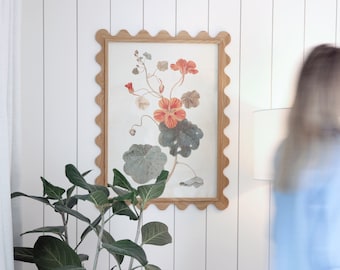 Oak Wood Scalloped Picture Frame, 19.75x27.5