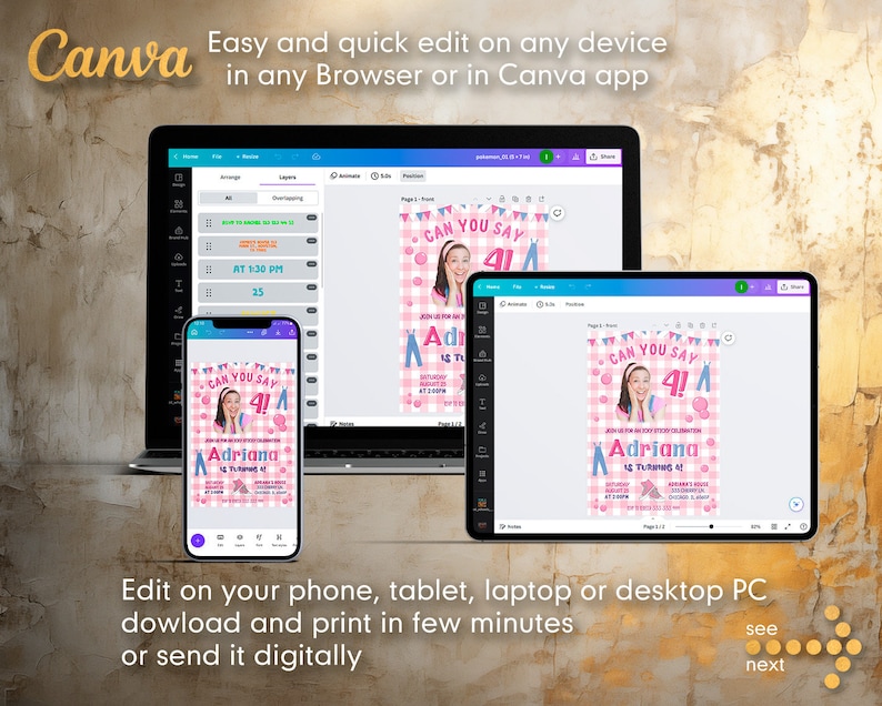 Printable Ms Rachel Birthday Invitation, Editable First Words Invite ...