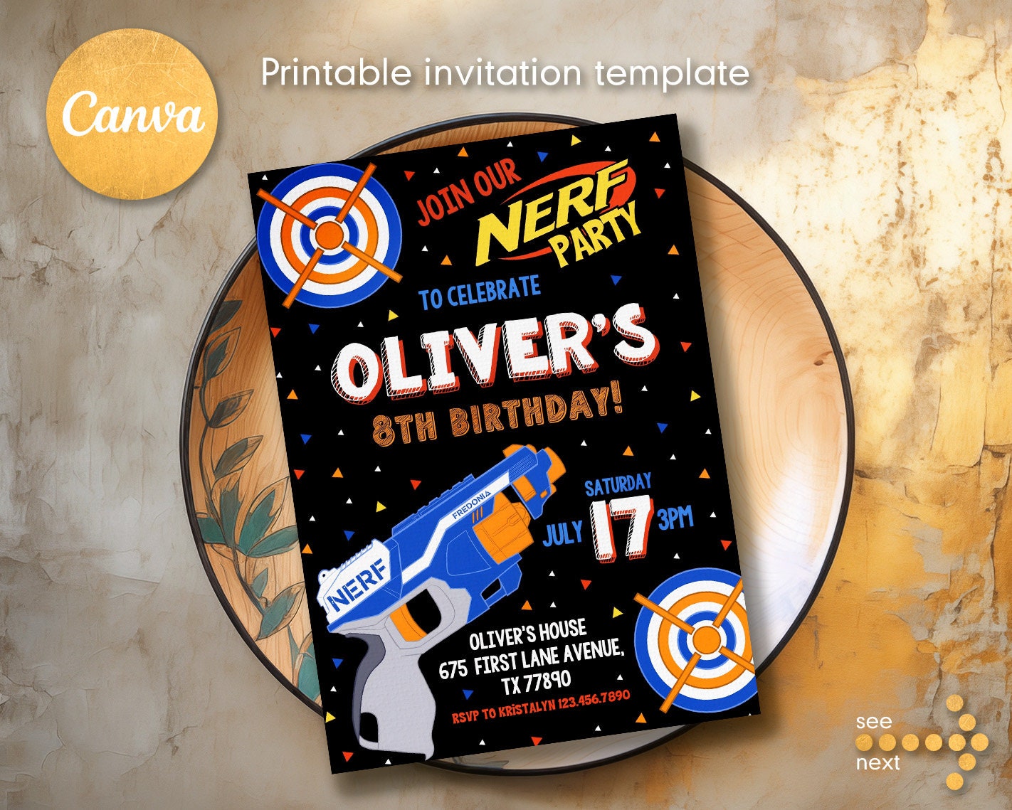 Dart gun party dart wars birthday invitation editable nerf invite template boy birthday invitation printable editable