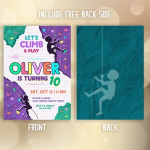 Printable Rock Climbing Invitation, Climber Editable Birthday Invite ...