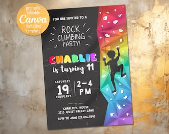 Rock Climbing birthday Invitation, Rock Climbing invitation, Rock Climbing instant download editable boy, printable invitation, climb wall