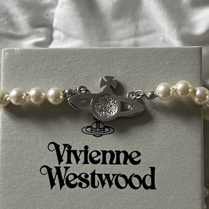 Vivienne Westwood beaded choker necklace with small silver bas-relief pendant image 8