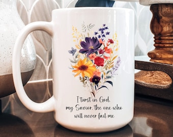 Floral Bible Verse Coffee Mug, Christian Gift, 15 oz