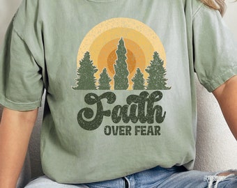 Retro Christian T-Shirt, Faith Over Fear, Comfort Colors