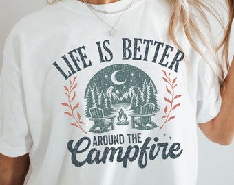 Koszulka Comfort Colors Camping, Życie jest lepsze przy ognisku