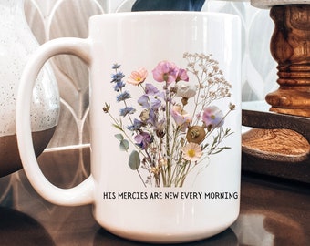 Taza de café con versículo bíblico floral, regalo cristiano