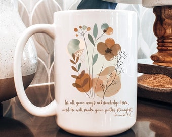 Boho Floral Christian Mug, Bible Verse Gift