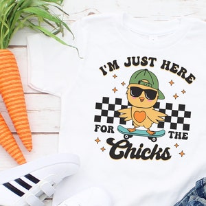 Im Just Here For the Chicks Easter toddler/infant shirt, Kids Easter Shirt, Cool kid Cute Easter T, Easter gift for kids, Funny Easter kids image 3