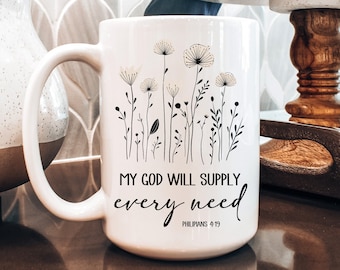 Bible Verse Coffee Mug, My God will supply every need mug, Christian Gift, Scripture coffee Mug, Religious coffee cup, Christian mug