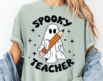 Comfort Colors Retro Ghost Teacher Halloween Shirt