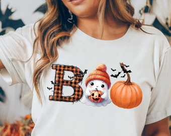 Comfort Colors Retro Ghost Halloween T-Shirt, Spooky Season Tee