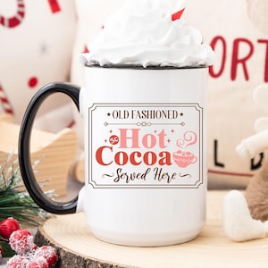 Vintage Christmas Hot Cocoa Mug, Holiday Kitchen Decor