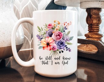 Floral Bible Verse Coffee Mug, Religious Christian Gift