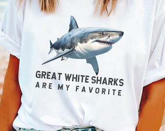 Camiseta Grande Tubarão Branco, Presente para Amantes do Oceano