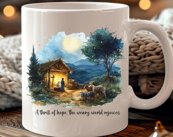 Nativity Scene Coffee Mug, Christian Christmas Gift, Festive Drinkware