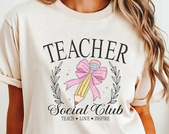 Comfort Colors Coquette Teacher Shirt, Pink Bow Back to School Tee