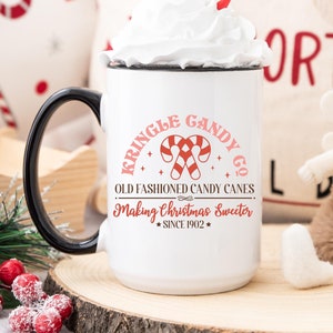 Vintage Christmas Mug, Hot Chocolate Bar, Holiday Drinkware, Festive Cocoa Cup, Winter Tea Mug, Seasonal Coffee Cup, Kris Kringle Candy