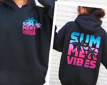 Summer Vibes Hoodie, Palm Tree Hawaiian Sweatshirt
