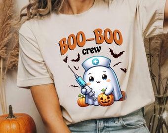 Comfort Colors Halloween Nurse Shirt, Boo Boo Crew Ghost Tee