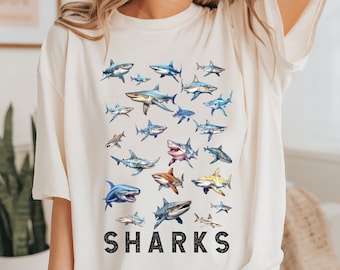 Chemise espèce de requin, t-shirt vie marine, cadeau pour amoureux de l'océan