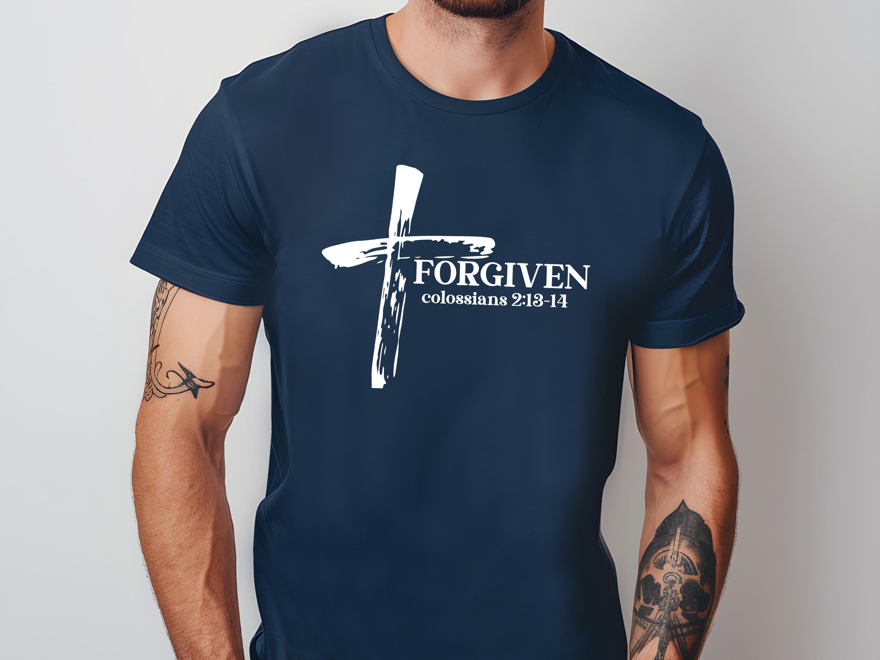 Men's Forgiven Graphic Tee, Christian Cross Shirt - Etsy