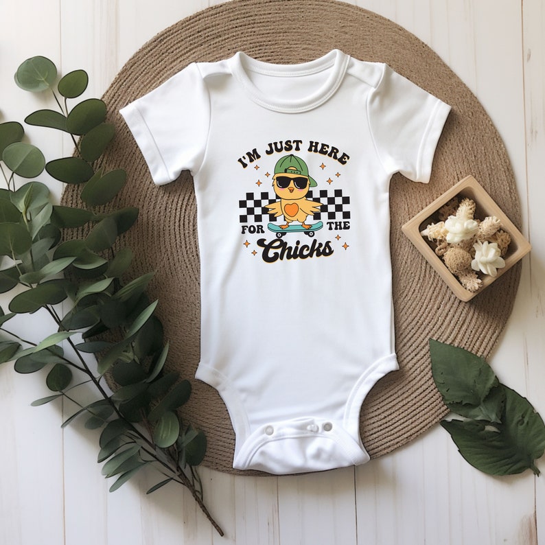 Im Just Here For the Chicks Easter toddler/infant shirt, Kids Easter Shirt, Cool kid Cute Easter T, Easter gift for kids, Funny Easter kids image 7