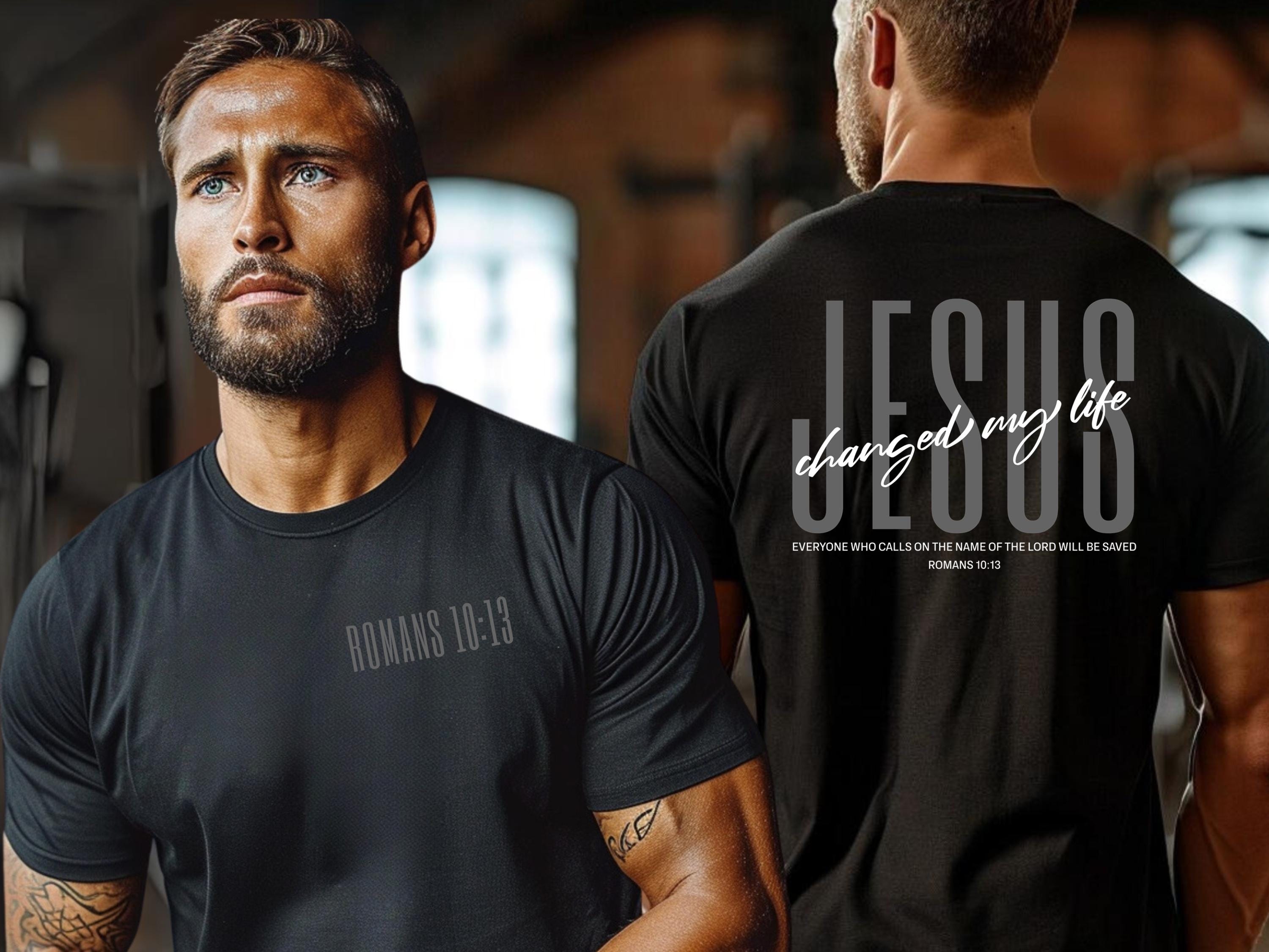 Men's Christian T-shirt, Jesus Changed My Life Shirt, Romans 10:13 ...