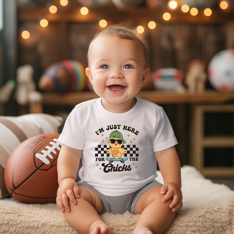 Im Just Here For the Chicks Easter toddler/infant shirt, Kids Easter Shirt, Cool kid Cute Easter T, Easter gift for kids, Funny Easter kids image 5