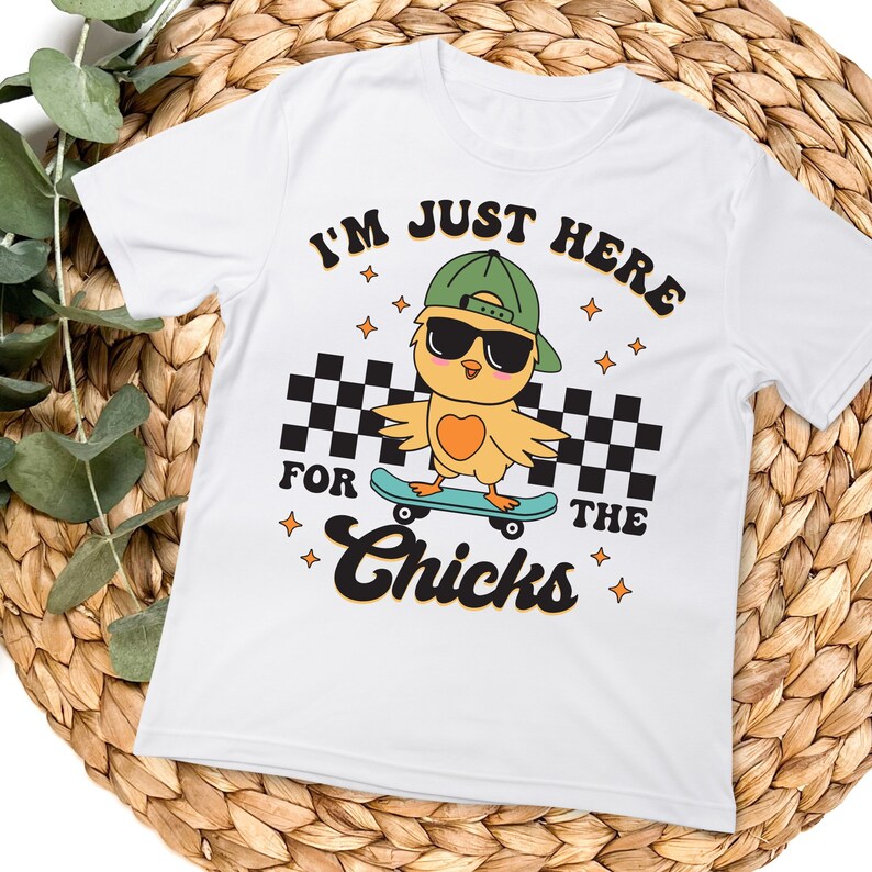 Im Just Here For the Chicks Easter toddler/infant shirt, Kids Easter Shirt, Cool kid Cute Easter T, Easter gift for kids, Funny Easter kids image 2