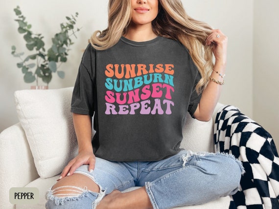 Retro Summer T-Shirt, Sunrise Sunburn Sunset Repeat, Comfort Colors