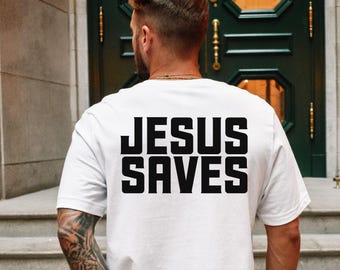 Jesus Saves Bold for Christ Tee | Men's Christian Gospel Apparel | Men's Christian T-Shirt | Jesus Shirt
