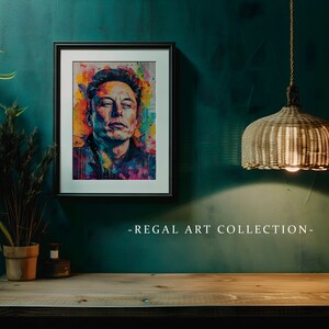 Elon Musk Poster | Elon Musk Colorful Portrait Wall Art Print ...
