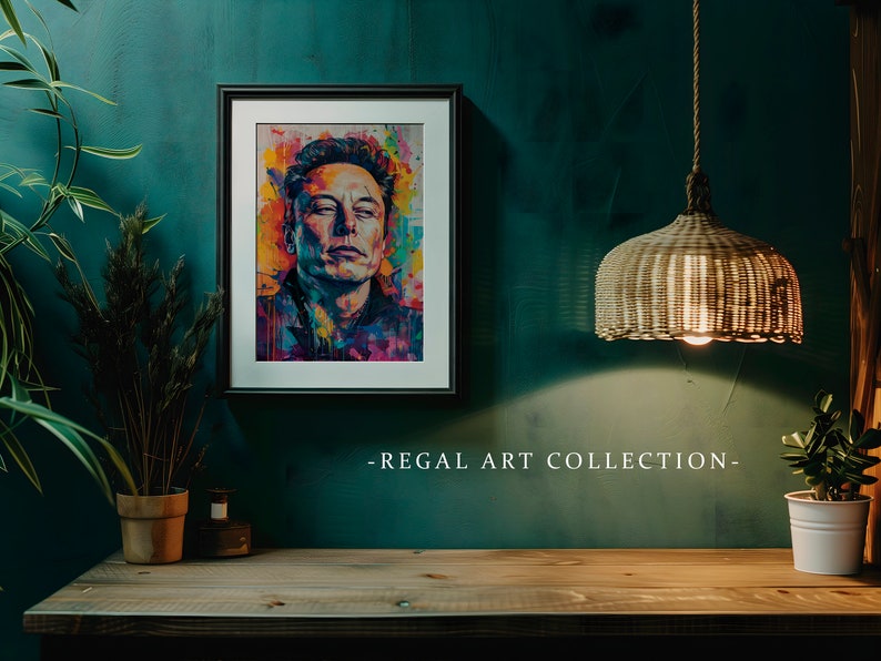 Elon Musk Poster Elon Musk Colorful Portrait Wall Art Print Colorful ...