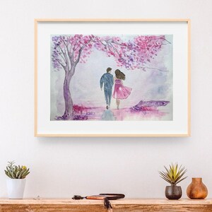 Romantisches Aquarell Paar Malerei Druck