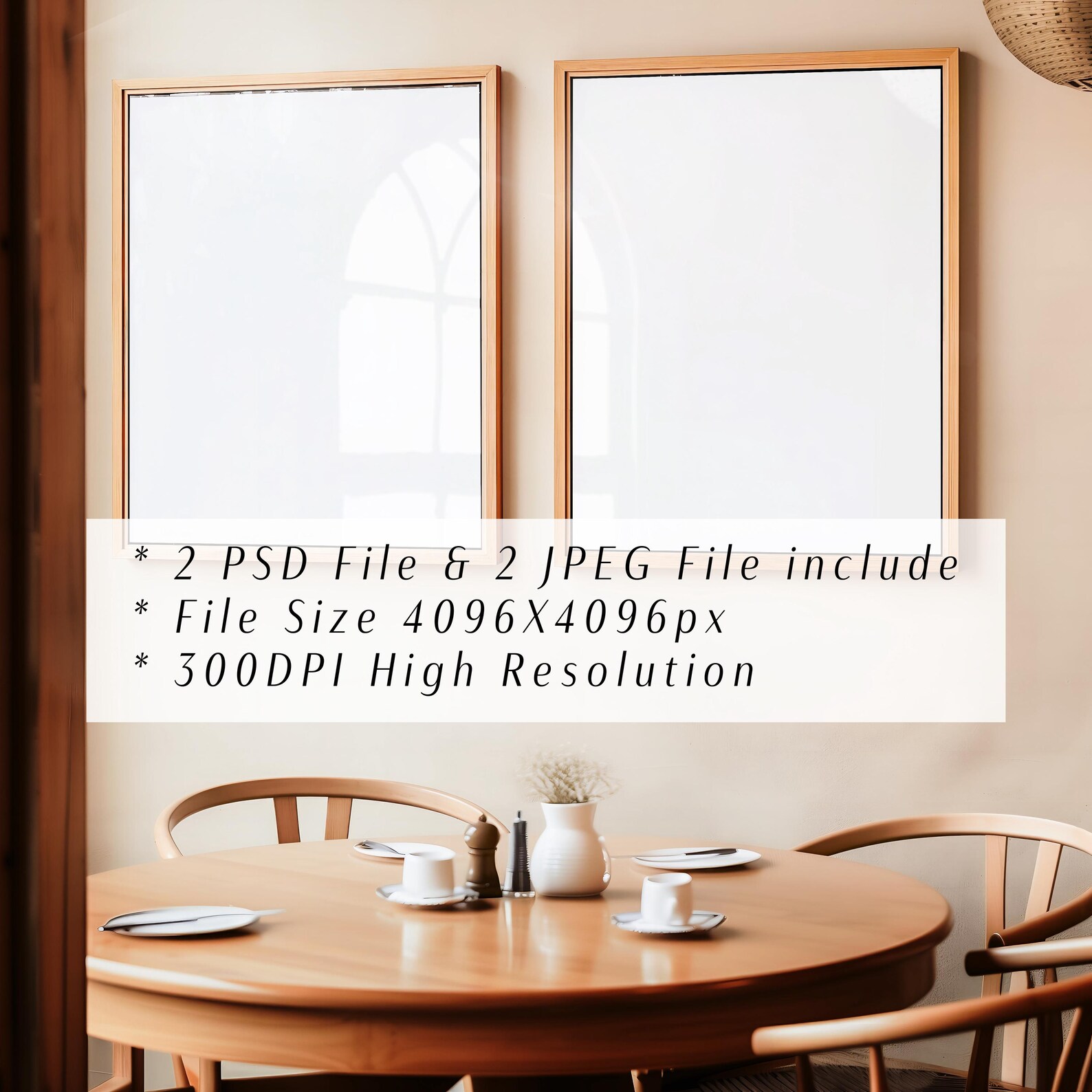 2 Frame Mockup Set 4x5 Ratio, Thin Natural Wood Frames With Smart Layer ...