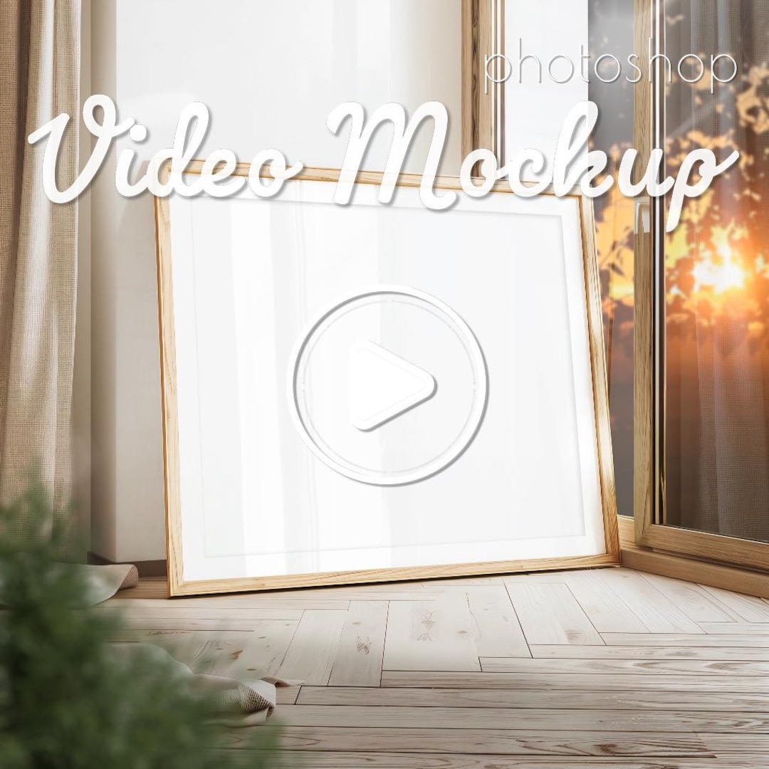Video Post Frame Video Frame Mockup DIN A ISO Landscape, Light Wood Video Frame ...