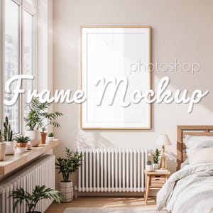 Frame Mockup 2x3, Poster Frame Mock up, Thin Light Wooden Frame Mockup for Wall Art, Bedroom Frame Mockup, Photoshop Smart Layer, 300dpi JPG