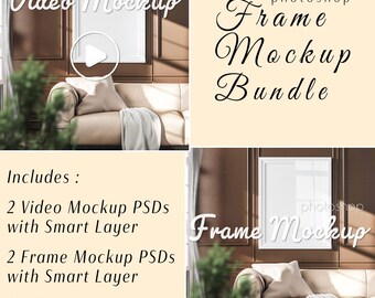 3x4 Vertical Video Frame Mockup & Frame Mockup Bundle, Smart Layer ...
