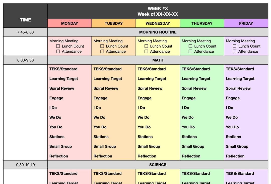 Vertical Lesson Plan Template Google Doc - Etsy