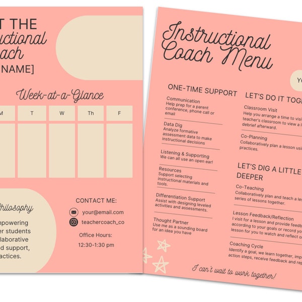 Meet the Instructional Coach + Coaching Menu Star Design