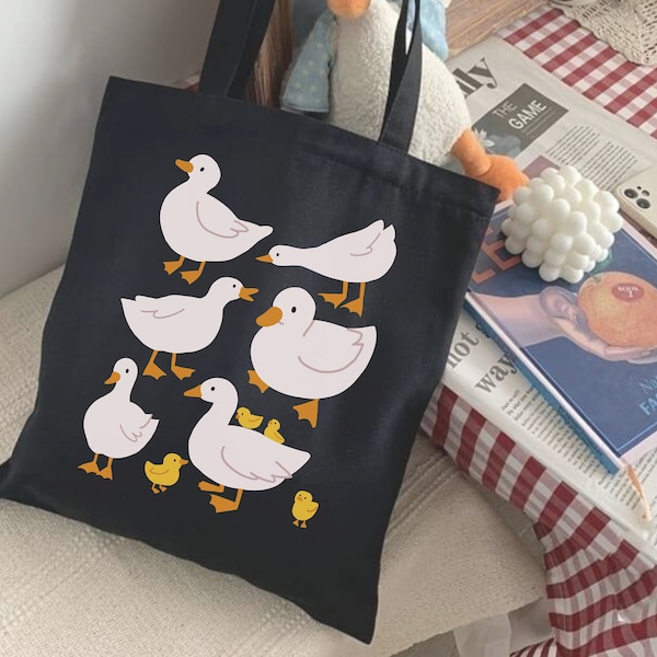 Duck Tote Bag, Canvas Tote Bag, Shopper, Cute Duck, Cute Tote Bag,100% Cotton, Shopping Bag, Jute Bag, Art Purse, Duck Lover, Duck accessory