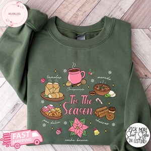 Maglietta natalizia messicana &quot;Tis The Season&quot;, felpa con cibo natalizio messicano, maglietta natalizia &quot;Pan Dulce&quot;, maglietta natalizia &quot;Tamale&quot;, Natale spagnolo