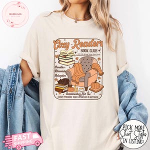 Cozy Readers Book Club Comfort Colors Shirt, Fall Reading Sweatshirt, Book Lover Tee, Autumn Bookish Shirt, Reader Gift, Pumpkin Book Shirt